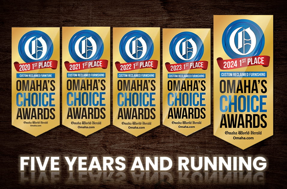 5 Omaha Choice Awards ribbons from 2020 to 2024